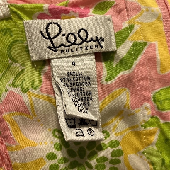 Lilly Pulitzer Bowen Gator Patch Print Cotton Poplin Lace Strapless Dress size 4 - Picture 4 of 10